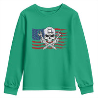Skeleton Mechanic Youth Sweatshirt American Flag Patriotic Car Repair - Wonder Print Shop