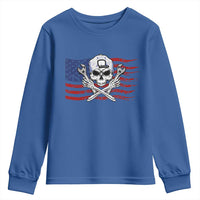 Skeleton Mechanic Youth Sweatshirt American Flag Patriotic Car Repair - Wonder Print Shop