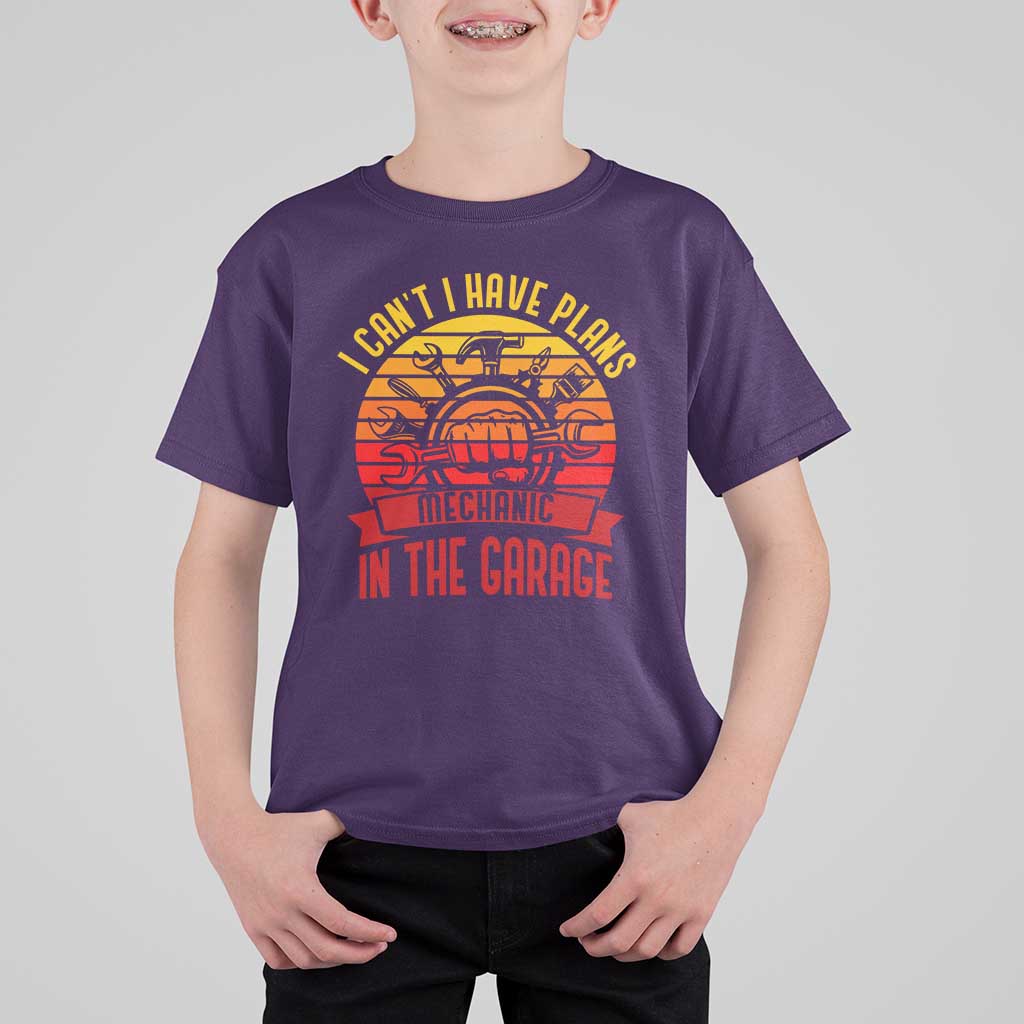 Funny Car Mechanic T Shirt For Kid I Cant I Have Plans In The Garage - Wonder Print Shop