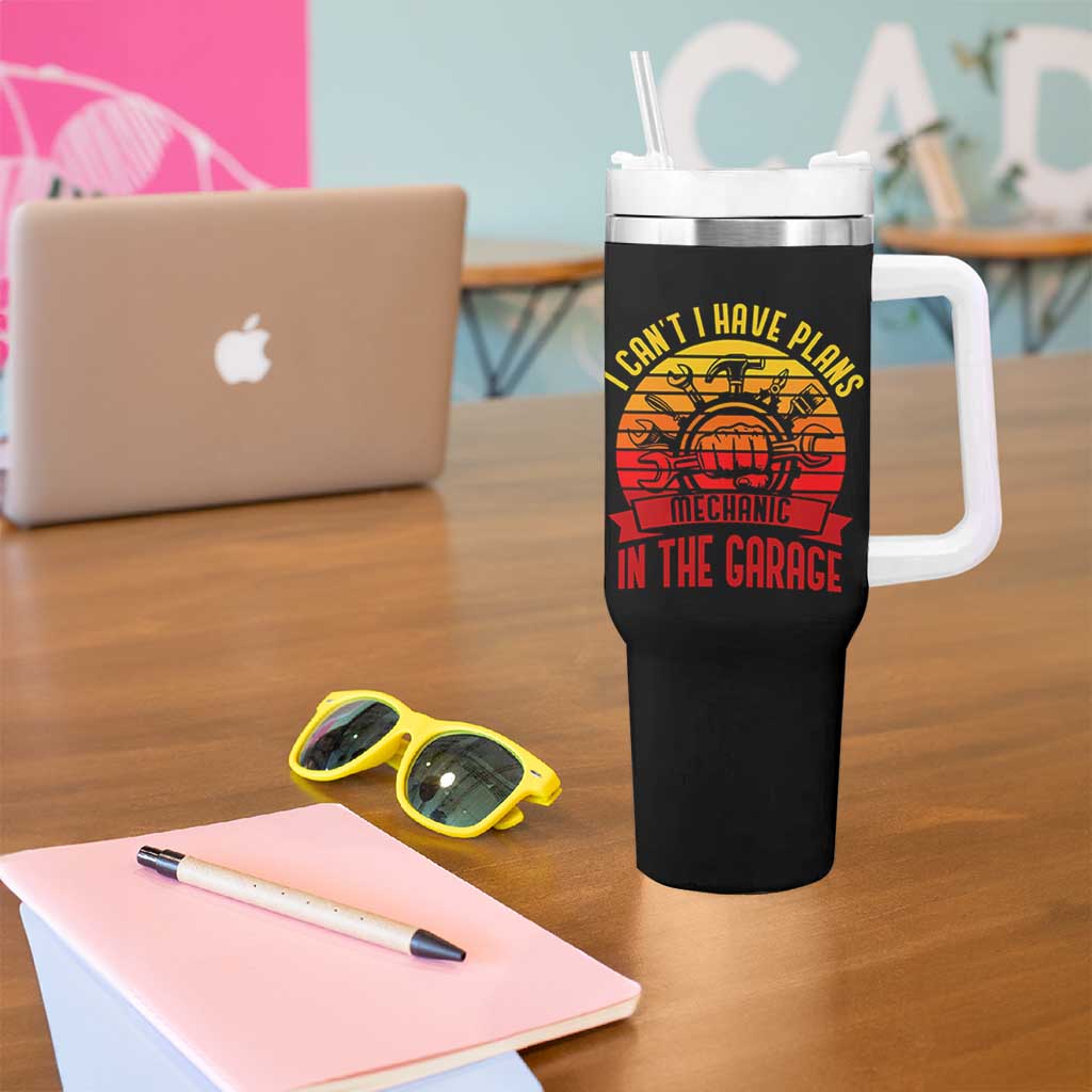 Funny Car Mechanic Tumbler With Handle I Cant I Have Plans In The Garage