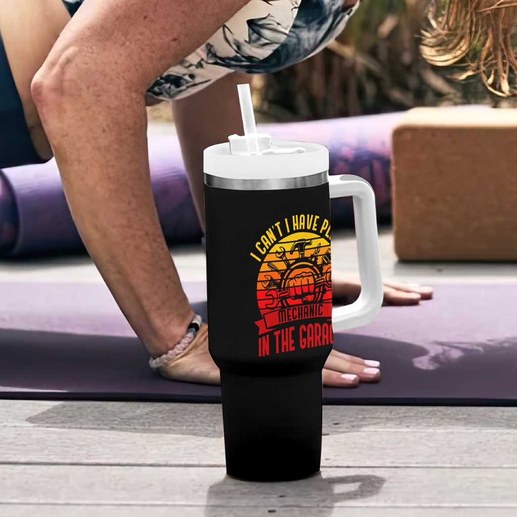 Funny Car Mechanic Tumbler With Handle I Cant I Have Plans In The Garage