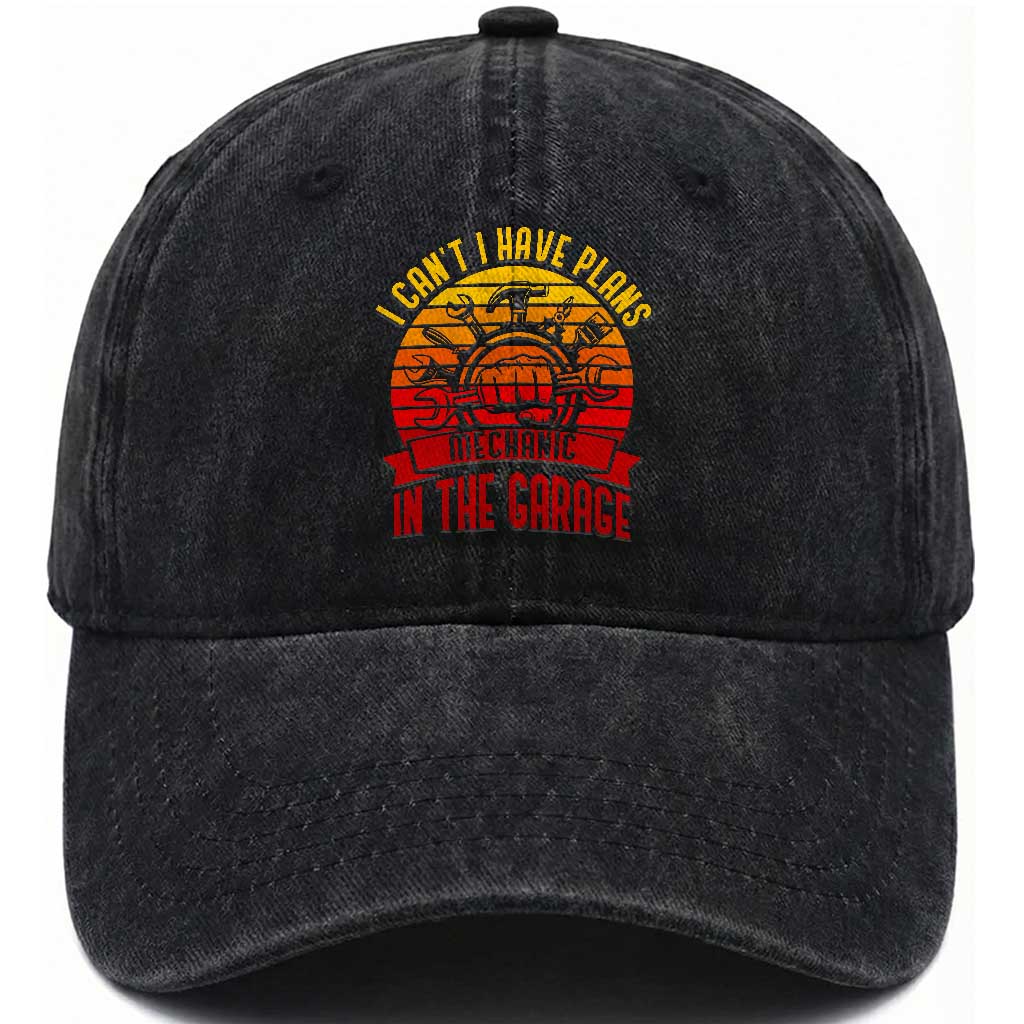 Funny Car Mechanic Washed Cotton Baseball Cap I Cant I Have Plans In The Garage