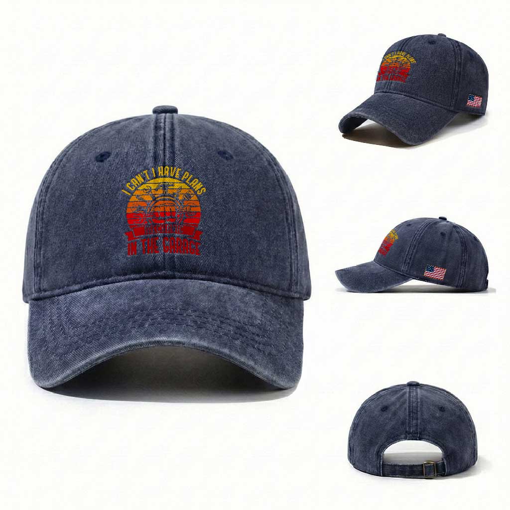 Funny Car Mechanic Washed Cotton Baseball Cap I Cant I Have Plans In The Garage