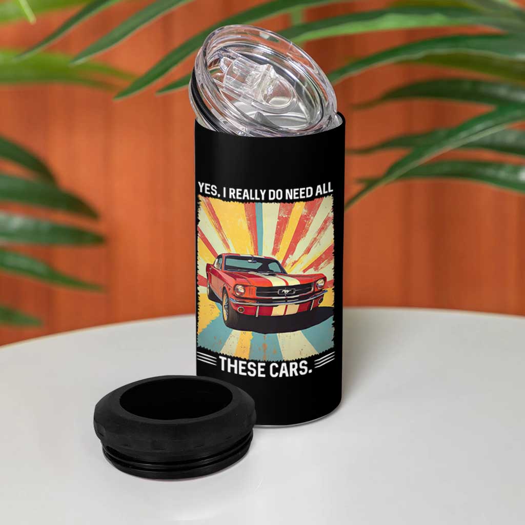 Funny Garage Mechanic 4 in 1 Can Cooler Tumbler Yes I Really Do Need All These Cars