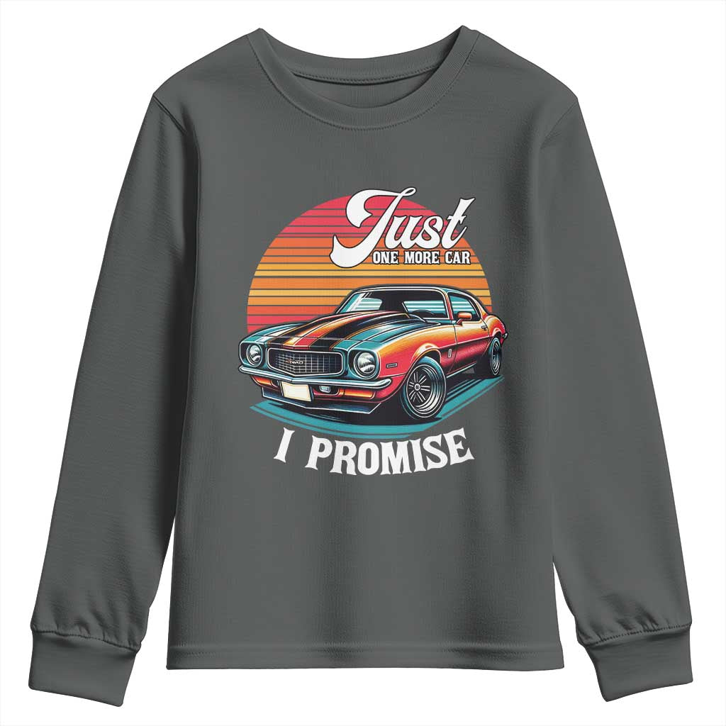 Funny Car Enthusiast Youth Sweatshirt Just One More Car I Promise - Wonder Print Shop