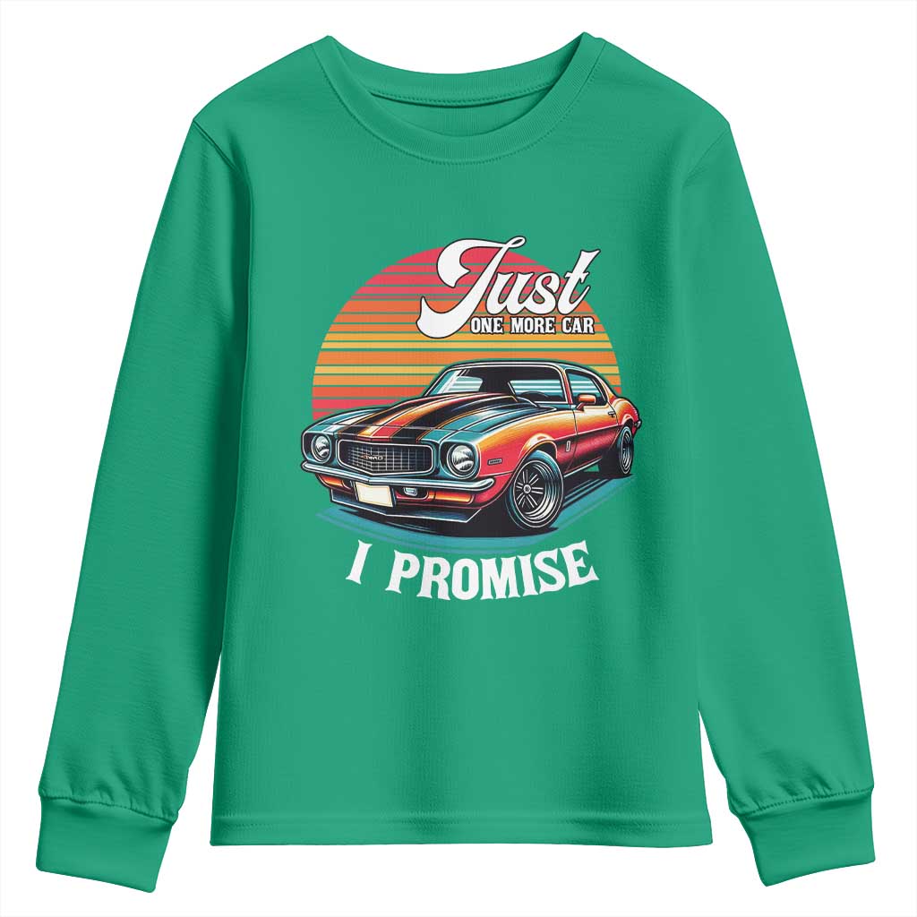 Funny Car Enthusiast Youth Sweatshirt Just One More Car I Promise - Wonder Print Shop