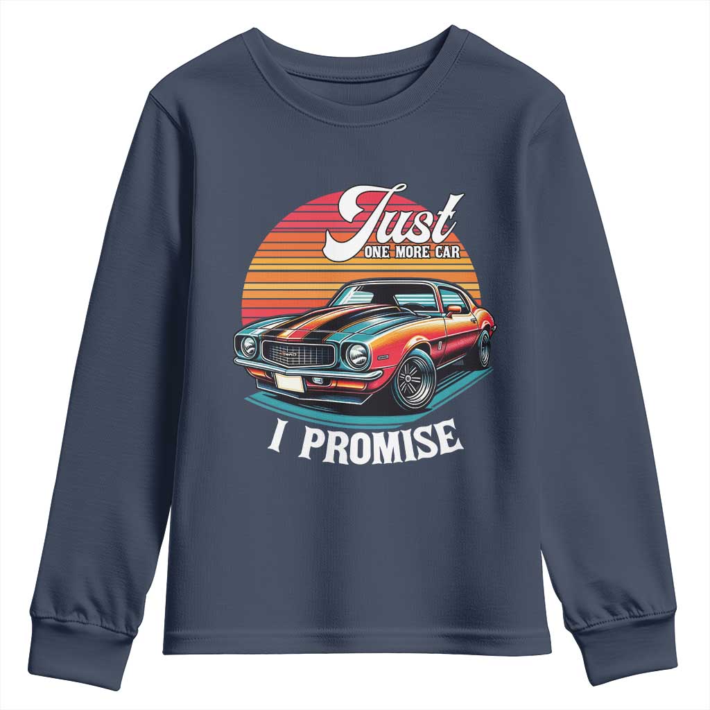 Funny Car Enthusiast Youth Sweatshirt Just One More Car I Promise - Wonder Print Shop