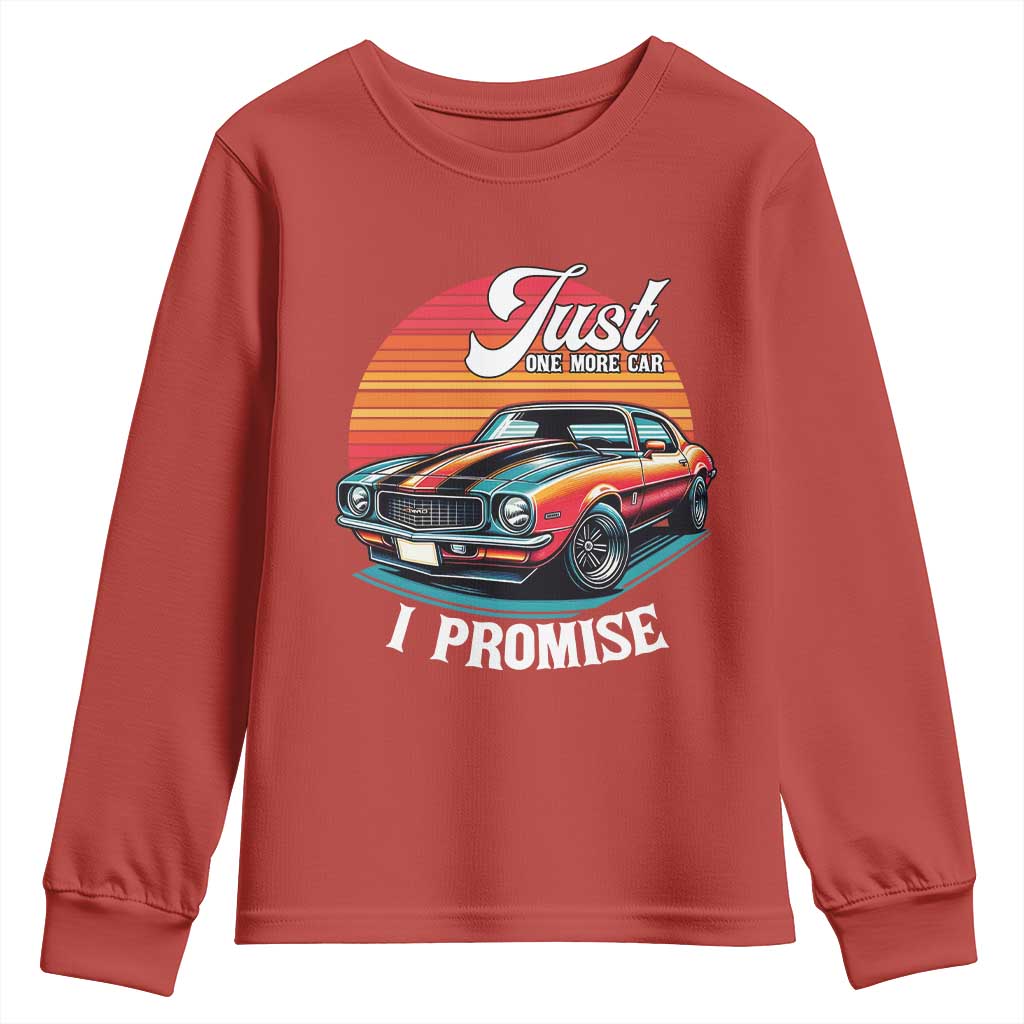 Funny Car Enthusiast Youth Sweatshirt Just One More Car I Promise - Wonder Print Shop