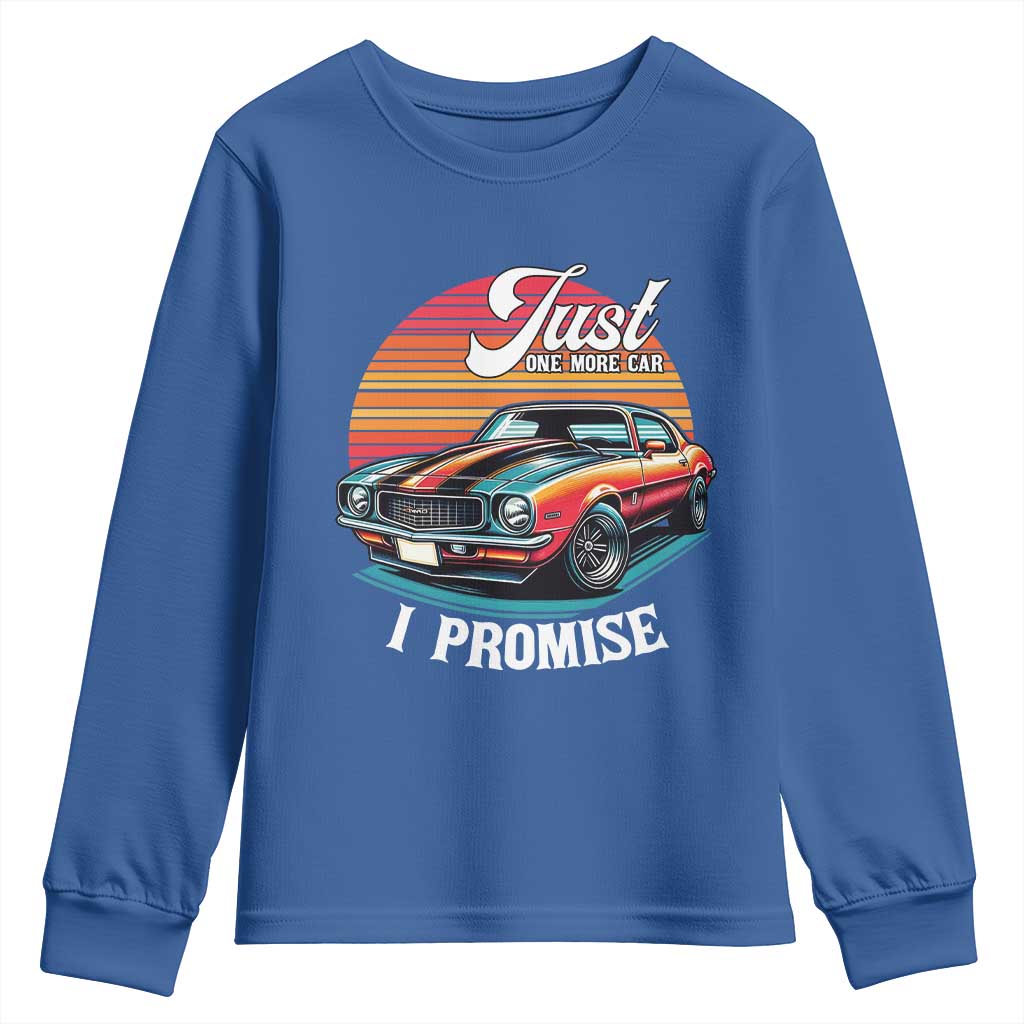 Funny Car Enthusiast Youth Sweatshirt Just One More Car I Promise - Wonder Print Shop