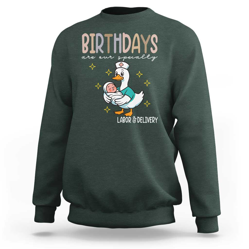 Labor And Delivery Nurse Sweatshirt Birthdays Are Our Specialty - Wonder Print Shop