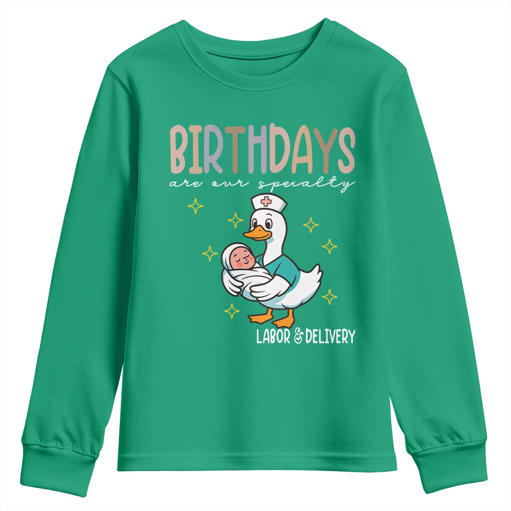 Labor And Delivery Nurse Youth Sweatshirt Birthdays Are Our Specialty - Wonder Print Shop