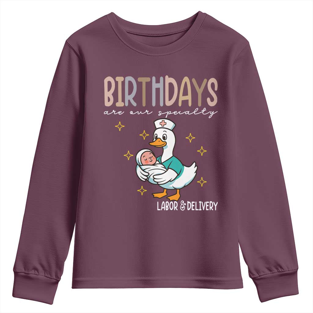 Labor And Delivery Nurse Youth Sweatshirt Birthdays Are Our Specialty - Wonder Print Shop