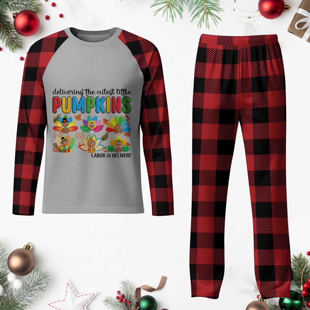 Thanksgiving Labor And Delivery Nurse Plaid Pajama Set Cutest Turkeys - Wonder Print Shop