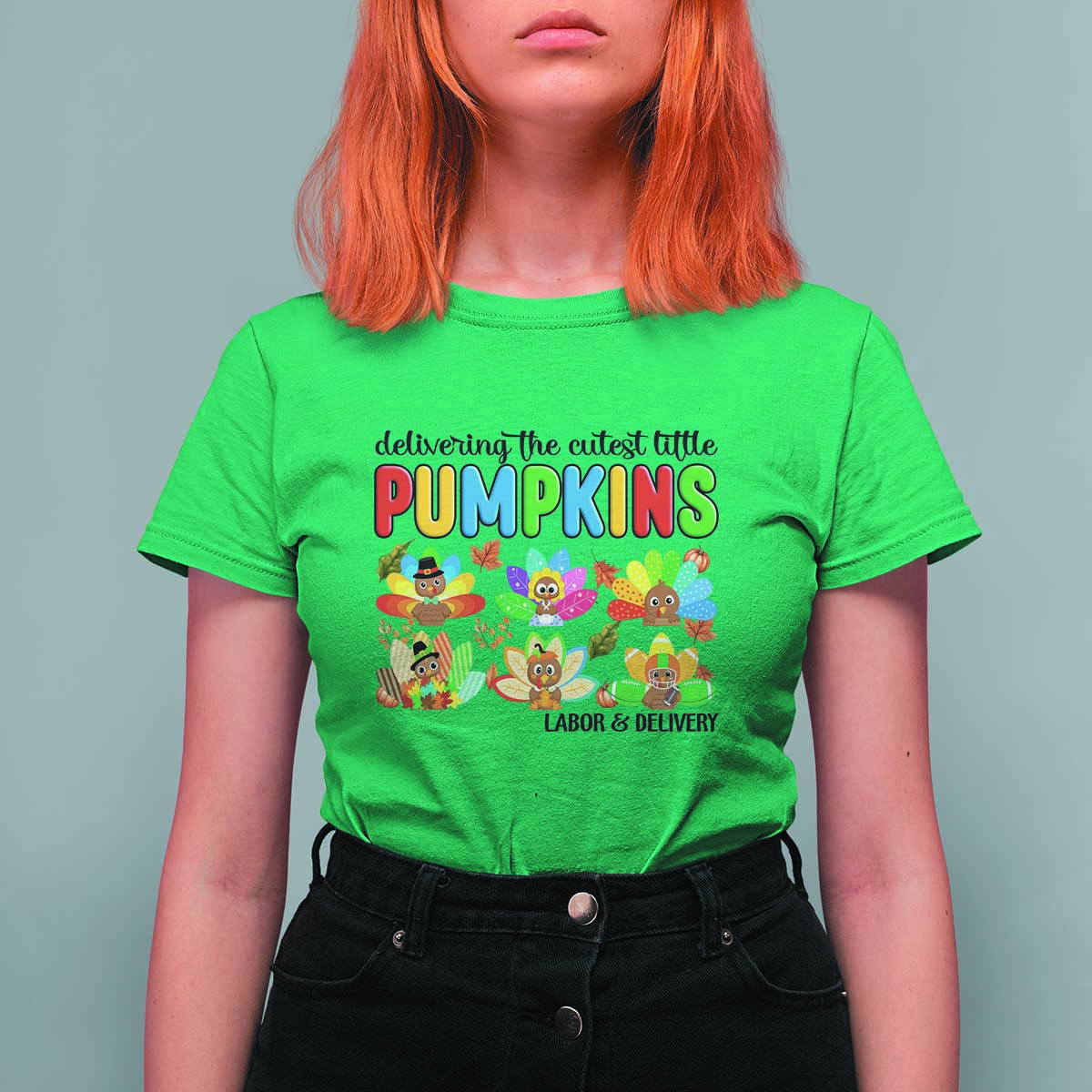 Thanksgiving Labor And Delivery Nurse T Shirt For Women Cutest Turkeys - Wonder Print Shop