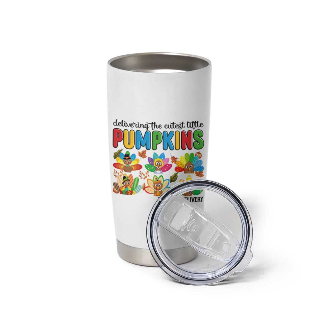 Thanksgiving Labor And Delivery Nurse Tumbler Cup Cutest Turkeys