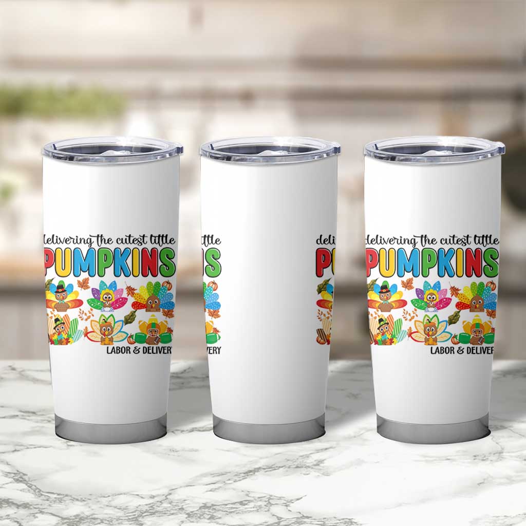 Thanksgiving Labor And Delivery Nurse Tumbler Cup Cutest Turkeys