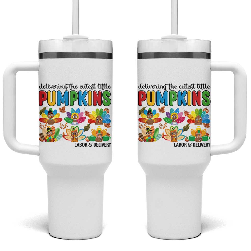 Thanksgiving Labor And Delivery Nurse Tumbler With Handle Cutest Turkeys