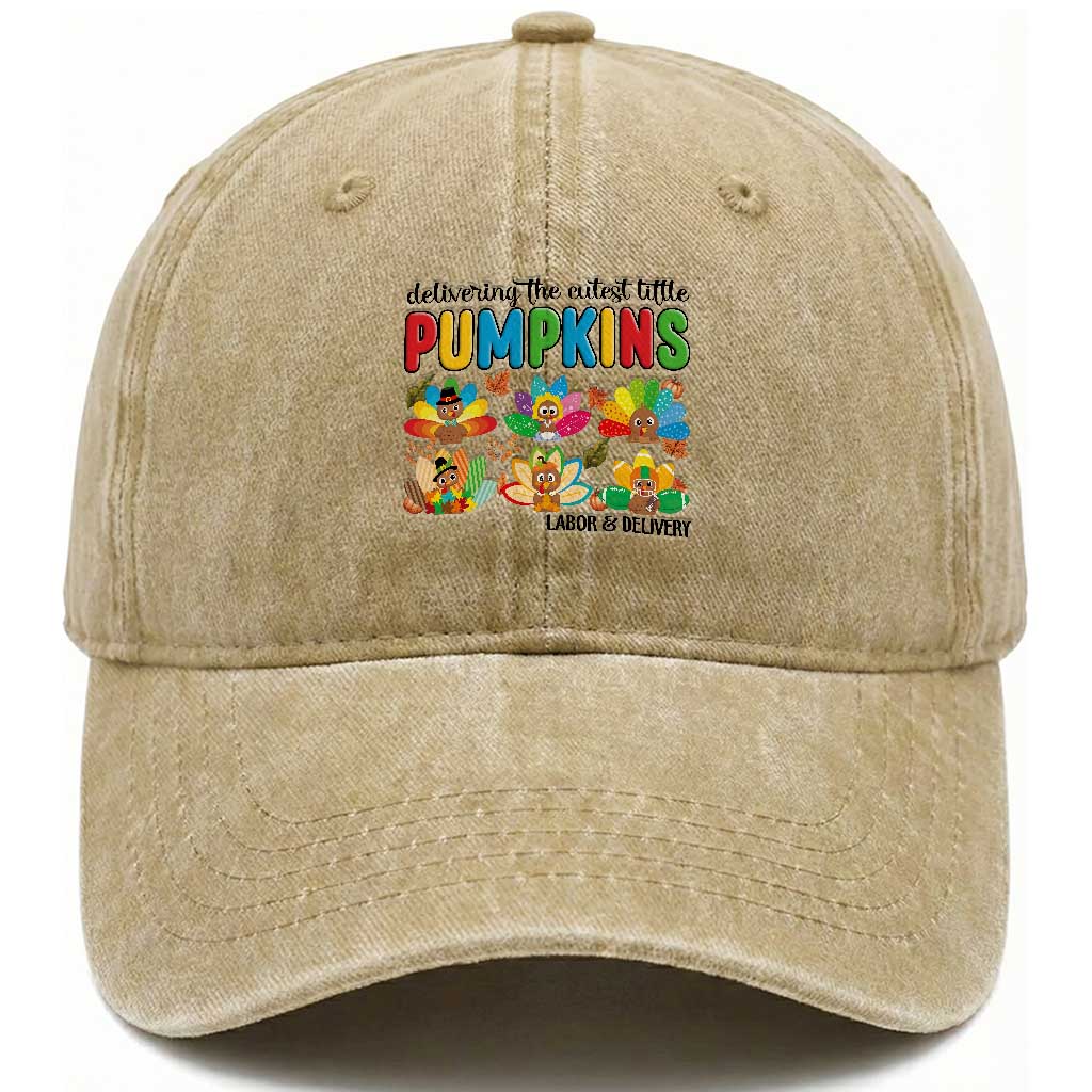 Thanksgiving Labor And Delivery Nurse Washed Cotton Baseball Cap Cutest Turkeys