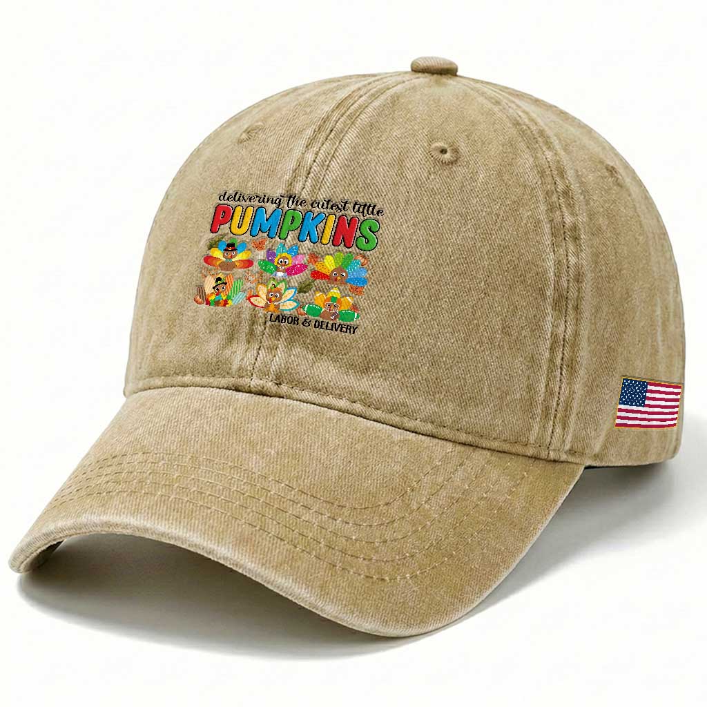 Thanksgiving Labor And Delivery Nurse Washed Cotton Baseball Cap Cutest Turkeys