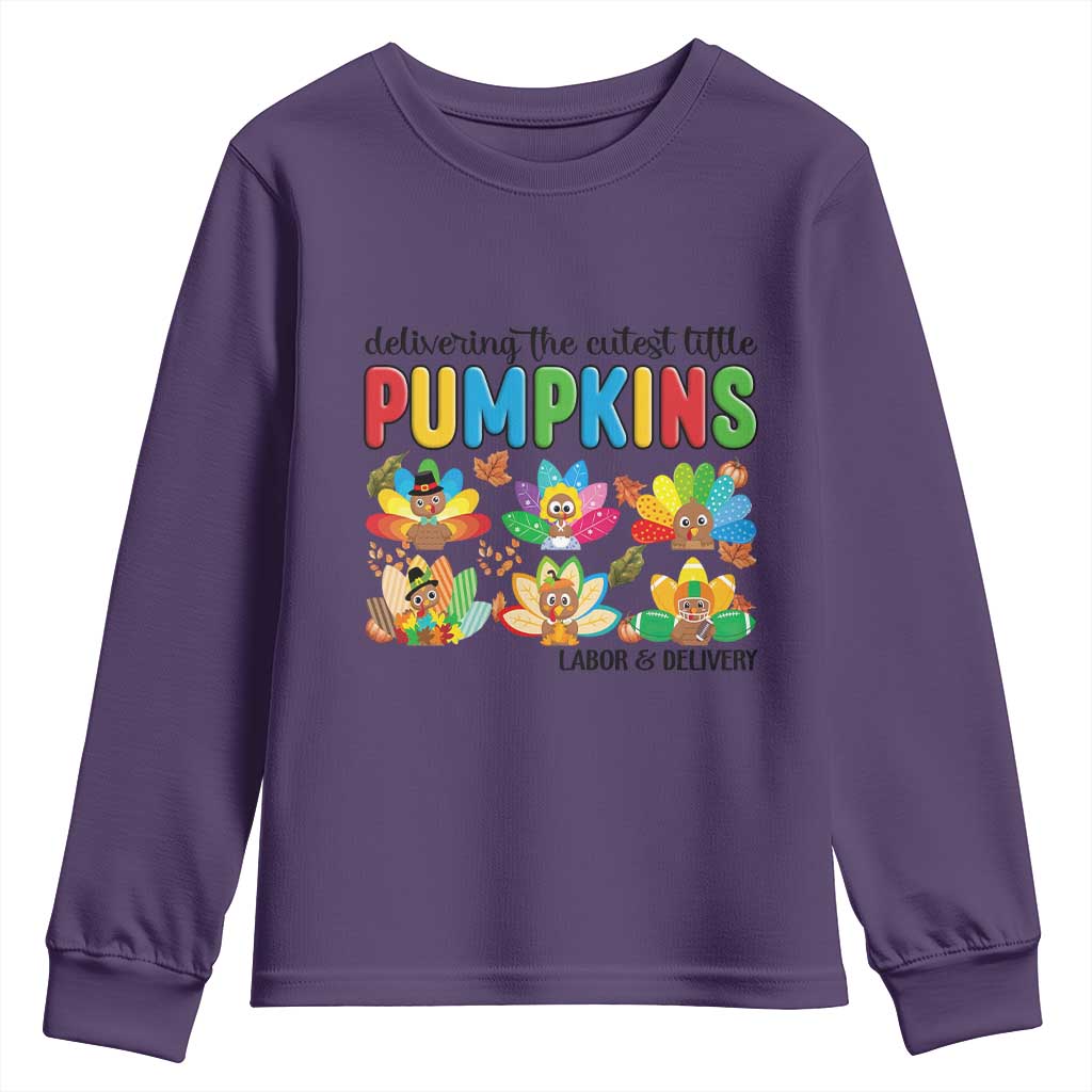 Thanksgiving Labor And Delivery Nurse Youth Sweatshirt Cutest Turkeys - Wonder Print Shop