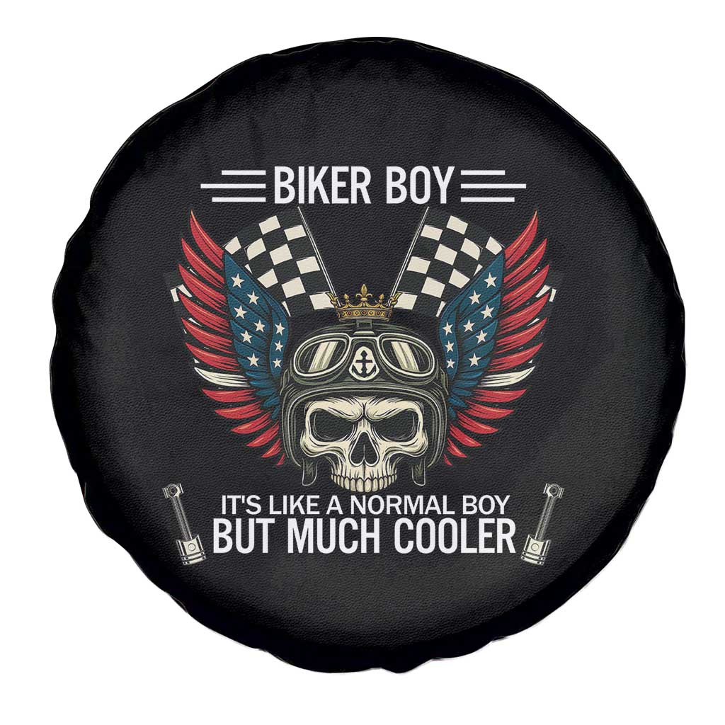 Skull Biker American Flag Motorcycle Biker Son Spare Tire Cover - Wonder Print Shop