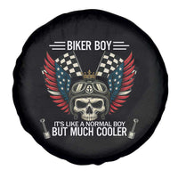 Skull Biker American Flag Motorcycle Biker Son Spare Tire Cover - Wonder Print Shop