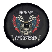 Skull Biker American Flag Motorcycle Biker Son Spare Tire Cover - Wonder Print Shop