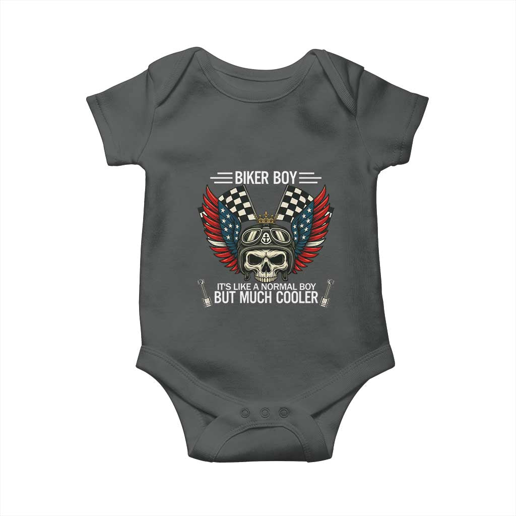 Skull Biker American Flag Motorcycle Biker Son Baby Onesie - Wonder Print Shop