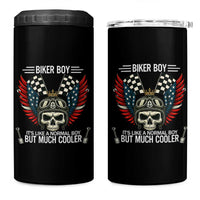 Skull Biker American Flag Motorcycle Biker Son 4 in 1 Can Cooler Tumbler