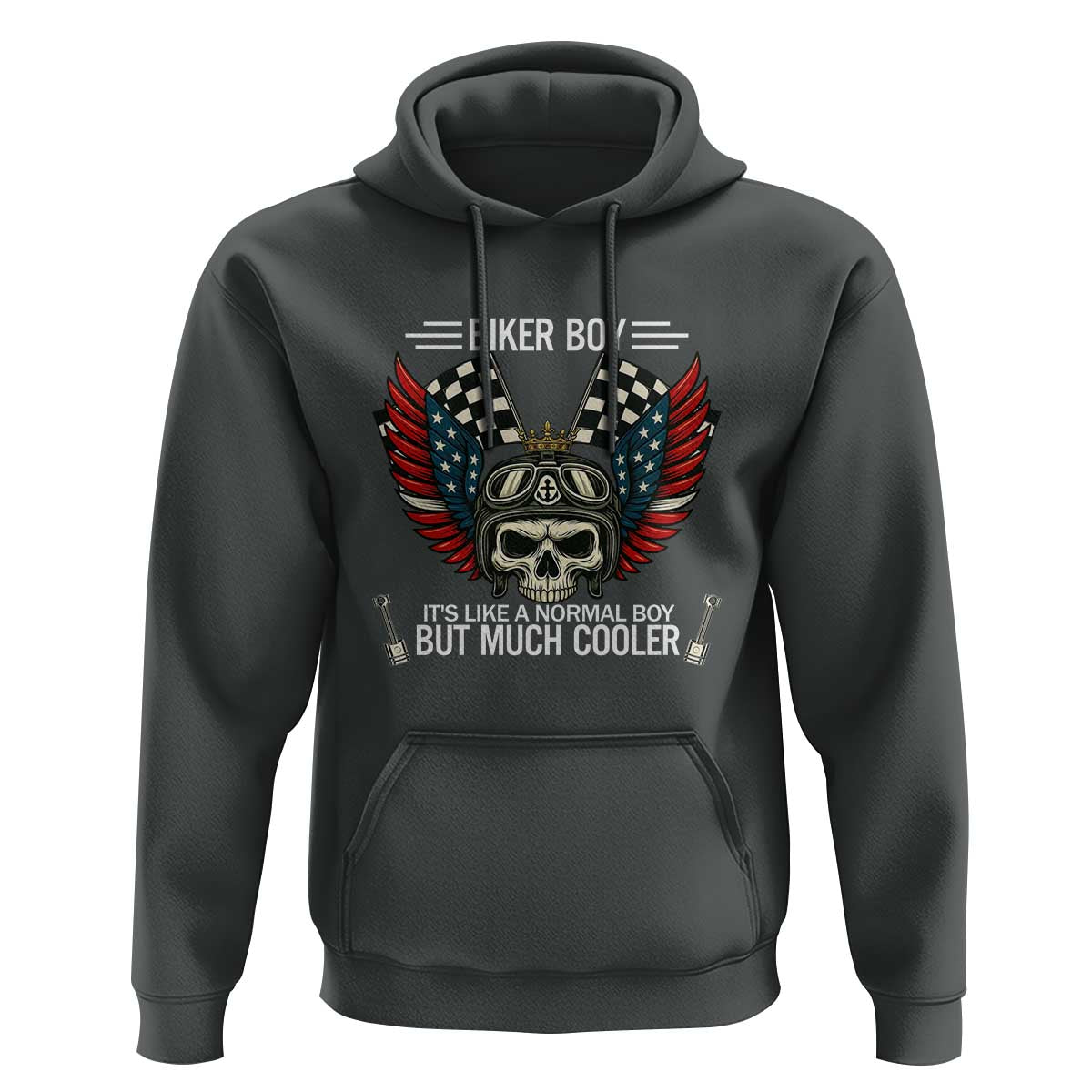 Skull Biker American Flag Motorcycle Biker Son Hoodie - Wonder Print Shop