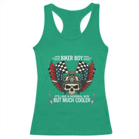 Skull Biker American Flag Motorcycle Biker Son Racerback Tank Top - Wonder Print Shop