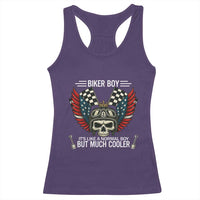 Skull Biker American Flag Motorcycle Biker Son Racerback Tank Top - Wonder Print Shop