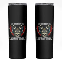 Skull Biker American Flag Motorcycle Biker Son Skinny Tumbler