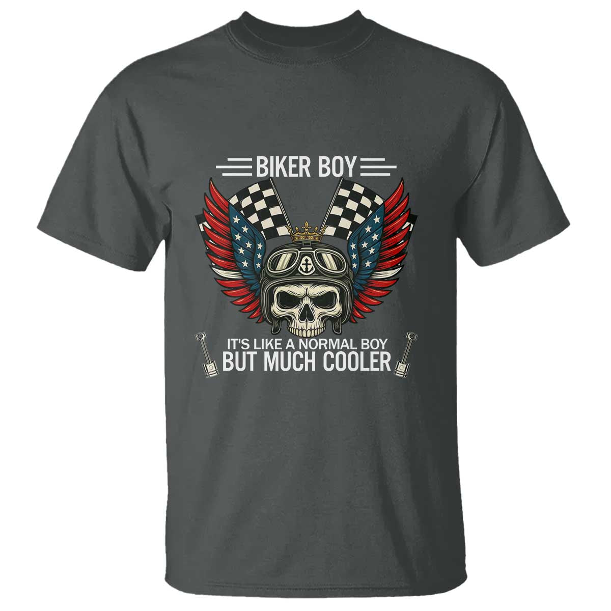 Skull Biker American Flag Motorcycle Biker Son T Shirt - Wonder Print Shop