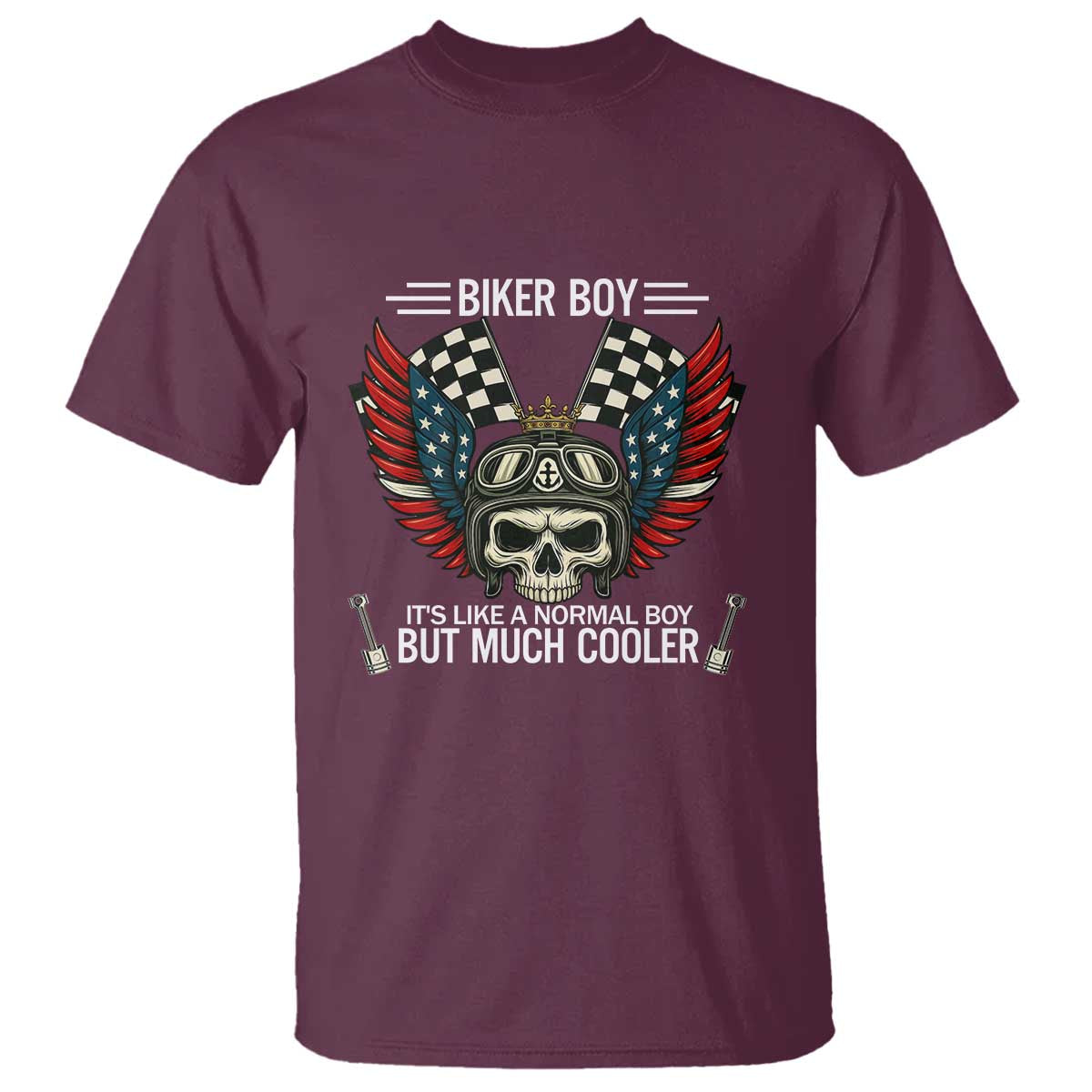 Skull Biker American Flag Motorcycle Biker Son T Shirt - Wonder Print Shop