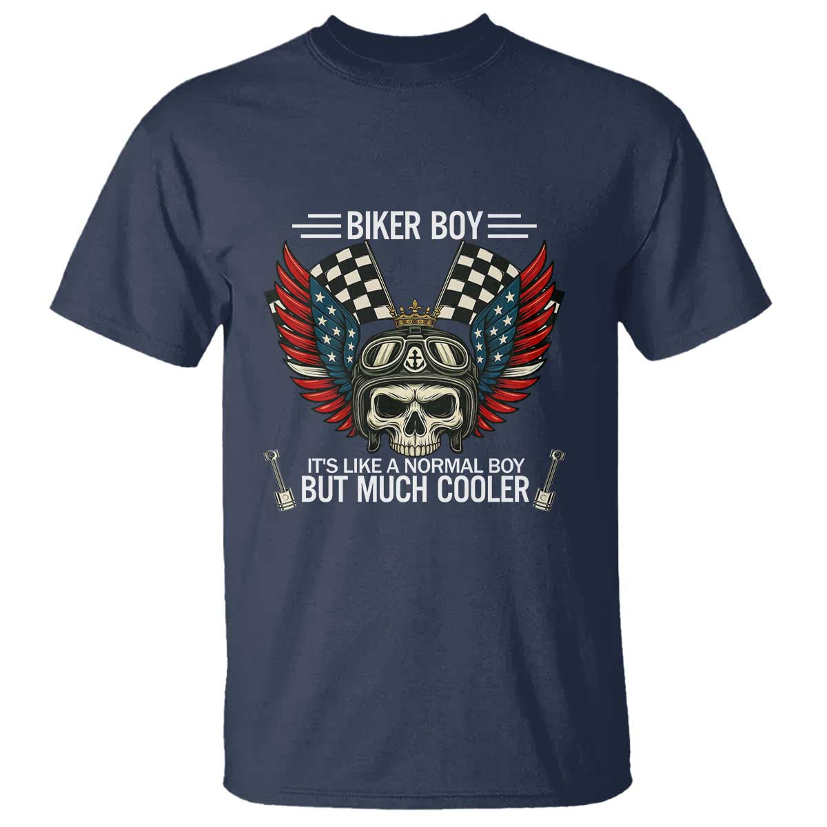 Skull Biker American Flag Motorcycle Biker Son T Shirt - Wonder Print Shop
