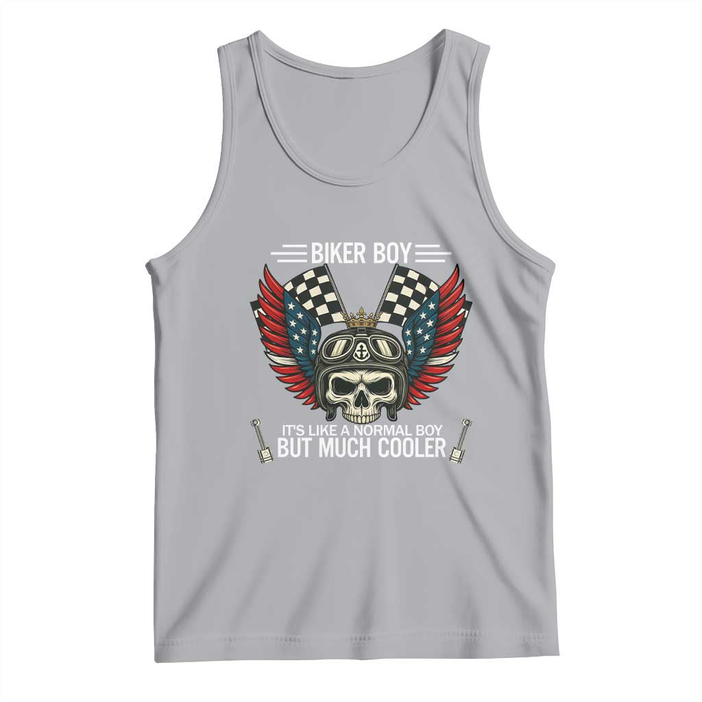 Skull Biker American Flag Motorcycle Biker Son Tank Top - Wonder Print Shop