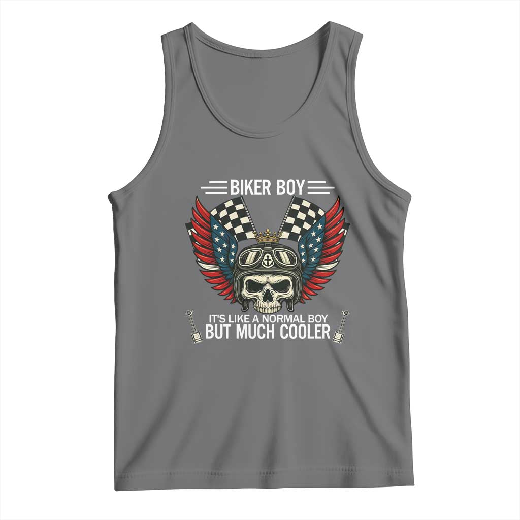 Skull Biker American Flag Motorcycle Biker Son Tank Top - Wonder Print Shop