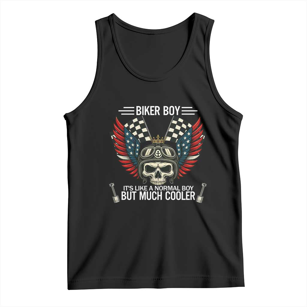 Skull Biker American Flag Motorcycle Biker Son Tank Top - Wonder Print Shop