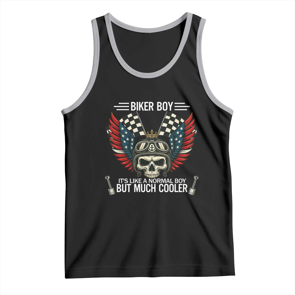 Skull Biker American Flag Motorcycle Biker Son Tank Top - Wonder Print Shop