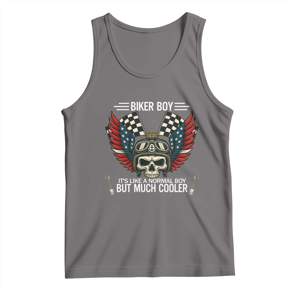Skull Biker American Flag Motorcycle Biker Son Tank Top - Wonder Print Shop