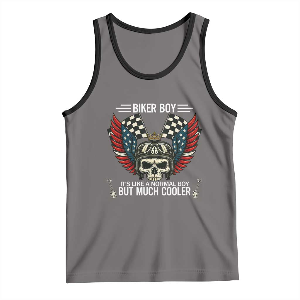 Skull Biker American Flag Motorcycle Biker Son Tank Top - Wonder Print Shop