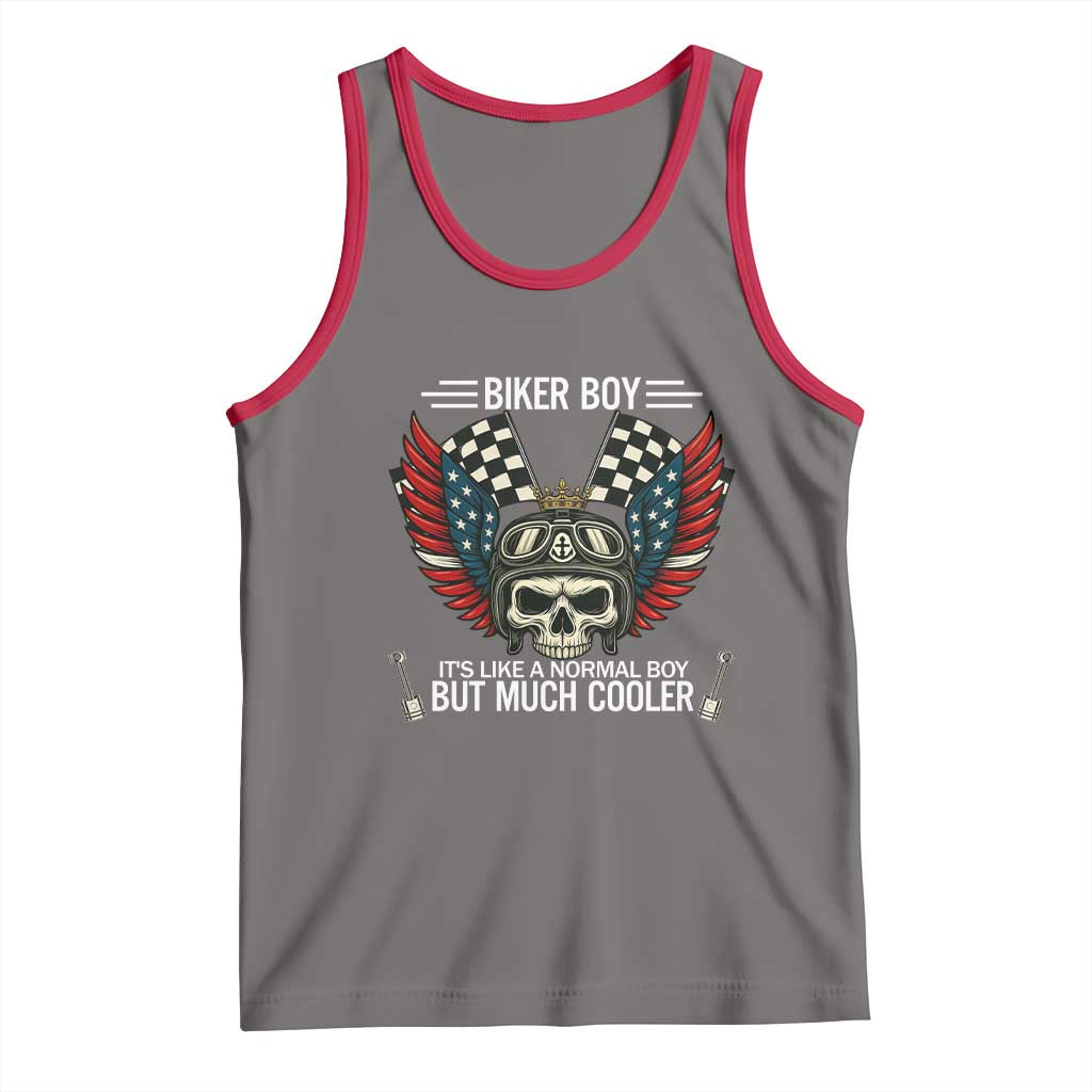 Skull Biker American Flag Motorcycle Biker Son Tank Top - Wonder Print Shop