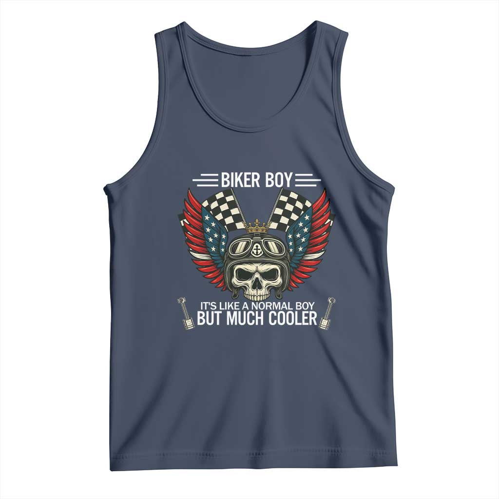 Skull Biker American Flag Motorcycle Biker Son Tank Top - Wonder Print Shop