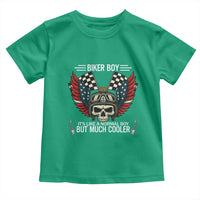Skull Biker American Flag Motorcycle Biker Son Toddler T Shirt - Wonder Print Shop