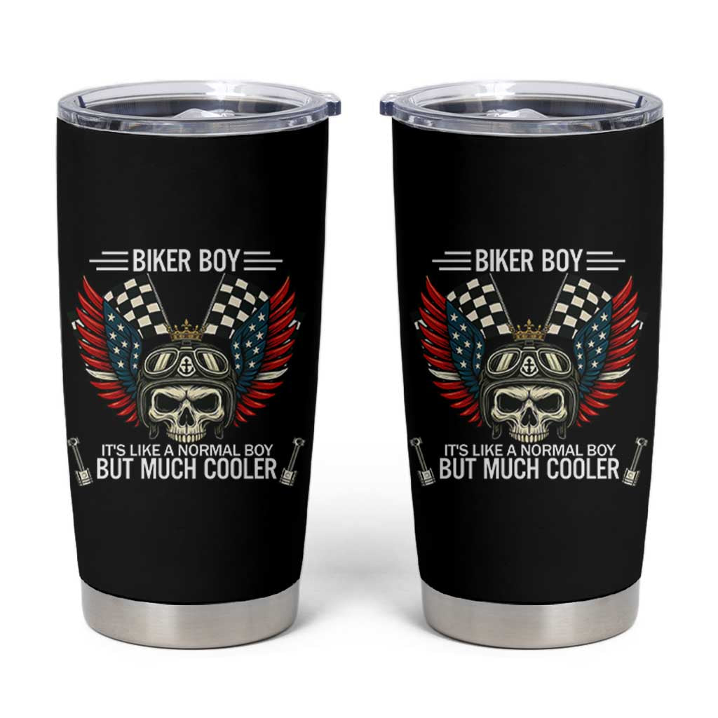 Skull Biker American Flag Motorcycle Biker Son Tumbler Cup