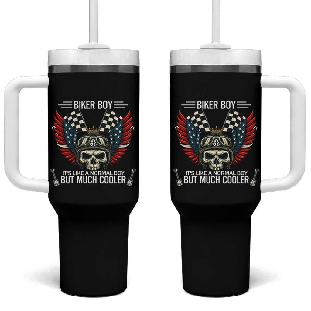 Skull Biker American Flag Motorcycle Biker Son Tumbler With Handle