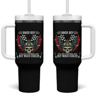 Skull Biker American Flag Motorcycle Biker Son Tumbler With Handle