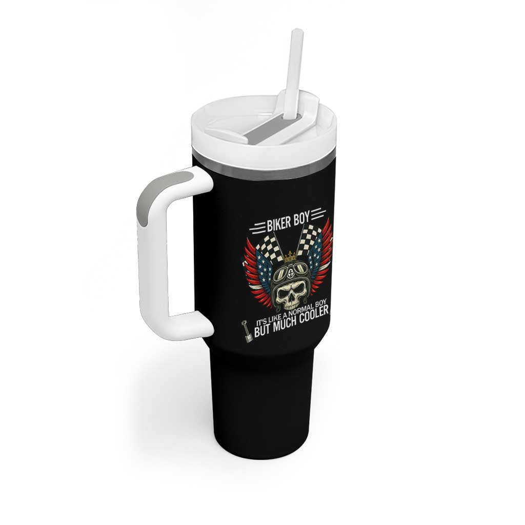 Skull Biker American Flag Motorcycle Biker Son Tumbler With Handle