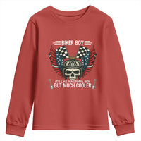 Skull Biker American Flag Motorcycle Biker Son Youth Sweatshirt - Wonder Print Shop